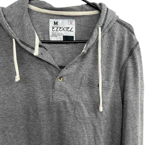 California Casual Hooded Henley Sweatshirt Ezekiel Gray Medium - Picture 2 of 7